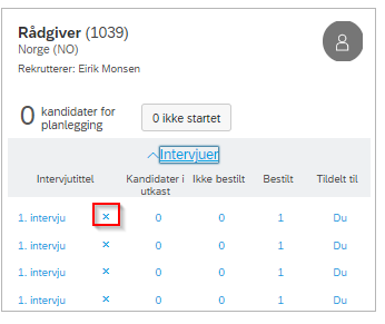 Bildet viser hvordan arrangør kansellerer intervju.