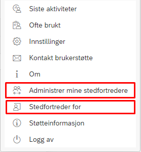 bildet viser administrer mine stedfortredere