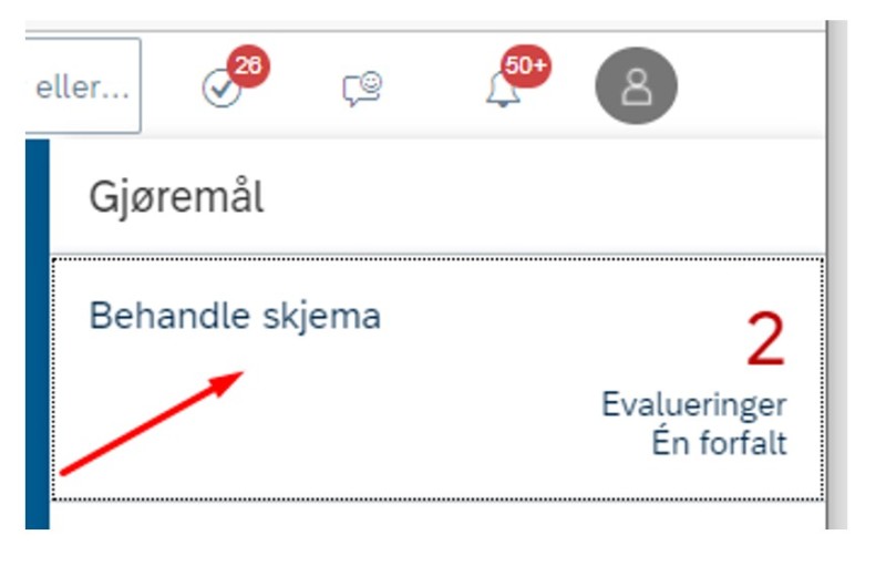 Skjermbilde av hvor du finner "Behandle skjema".