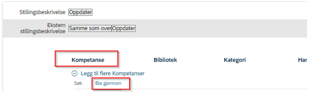 Bildet viser hvilket felt som brukes for å legge inn kompetanse.