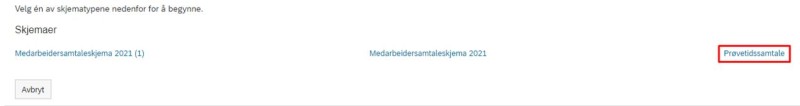 Skjermbilde som viser hvordan du velger skjematype