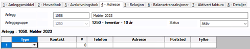 Skjermbilde av skillekortet Adresse