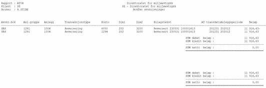 Skjermbilde av bokføringsbekreftelse (AT04)