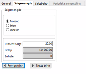 Skjermbildet viser skillekort Salgsmengde