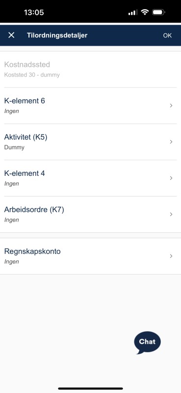 Skjermbildet viser feltene under tilordningsdetaljer.