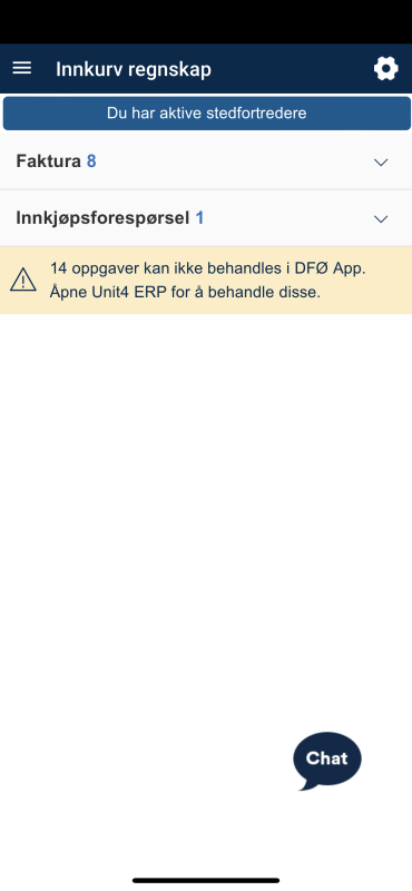 Beskjeden om at det finnes aktive stedfortredere finner du øverst på skjermen.