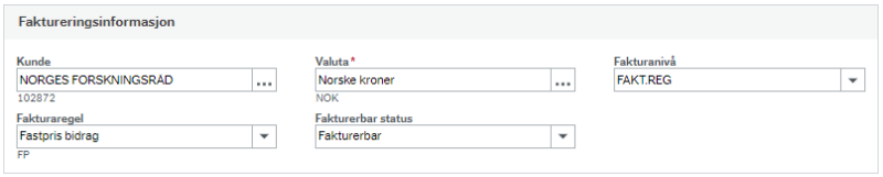 Skjermbilde av Faktureringsinformasjon som viser feltene som skal fylles ut.