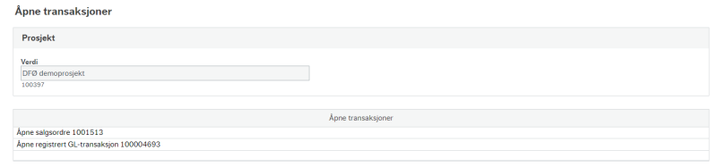Skjermbilde som viser en liste med transaksjoner