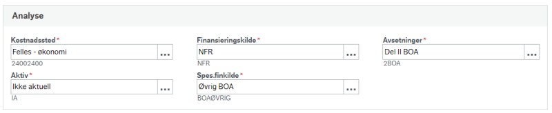 Skjermbilde av seksjonen Analyse