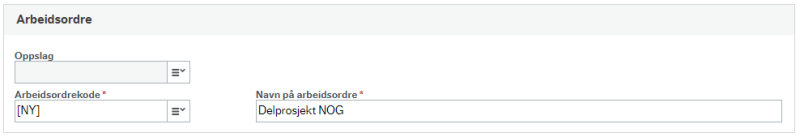 Skjermbilde av Arbeidsordre
