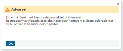 Skjermbildet viser pop-up vindu med Advarsel.