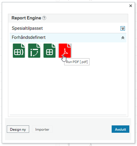 Bildet viser alternativene du kan eksportere resultatet til
