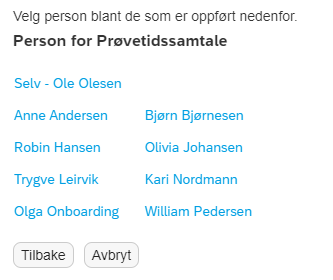 Skjermbilde som viser hvordan du velger person