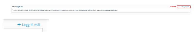 Skjermbilde av hvor du legger til utviklingsmål.