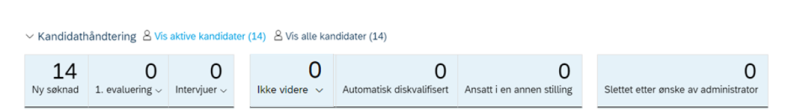 Skjermbildet av en oversikt over ulike statuser som er synlige for ekstra evaluerer