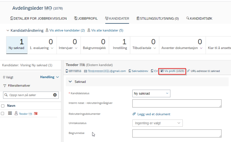 Bildet som viser hvor oppdatert arbeidserfaring og utdannelse blir synlig. 