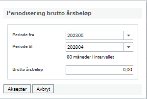 Skjermbilde av brutto årbeløp i Prosjektbudsjett.