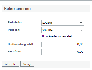 Skjermbilde av beløpsendring i Prosjektbudsjett.