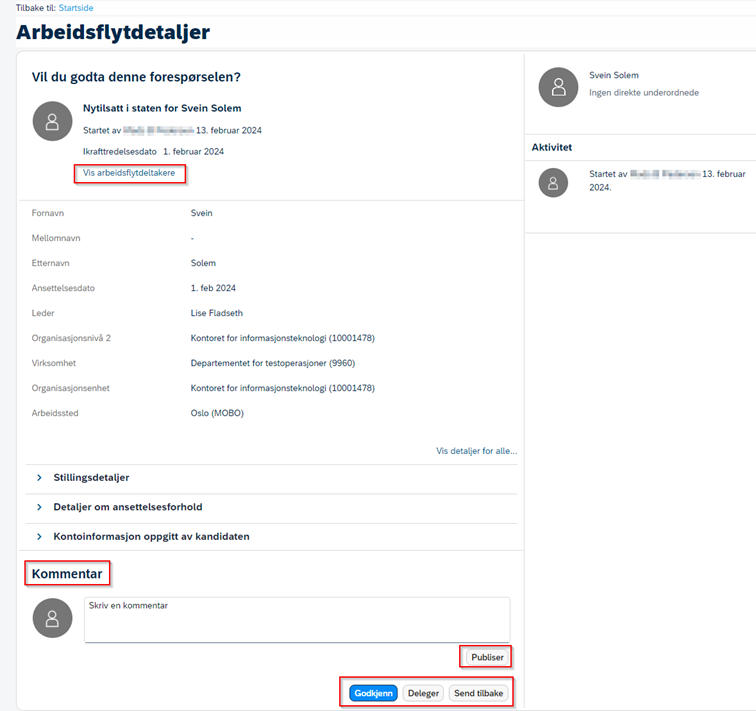 Oversikt arbeidsflytdetaljer