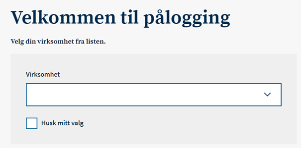 Bildet viser innlogging til DFØ