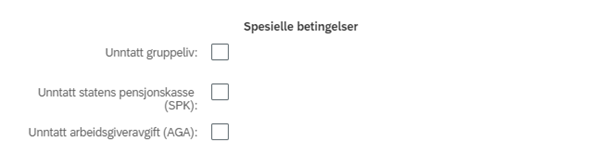 Bildet viser spesielle betingelser