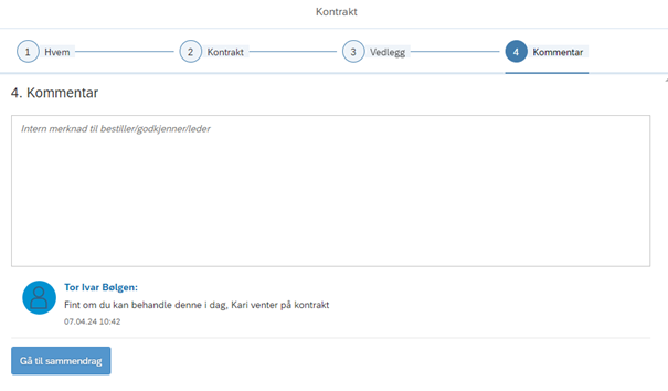 Bildet viser trinn 4 - Kommentar