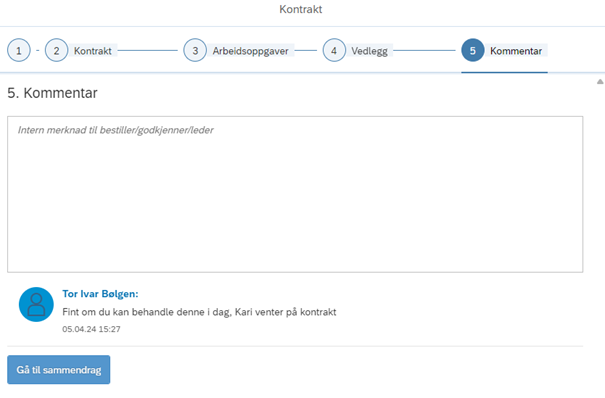Bildet viser trinn 5 - Kommentar