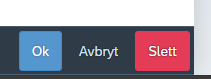 Skjermbildet viser knappene for "Ok", "Avbryt" og "Slett".