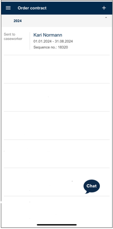 Screenshot of the list of contract when ordering contracts.