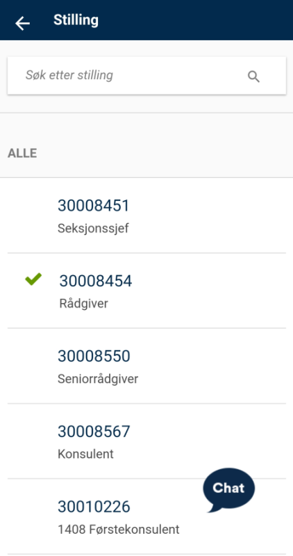 Bildet viser oversikt over stillinger