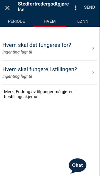 Bildet viser hvem-fanen i DFØ-appen.
