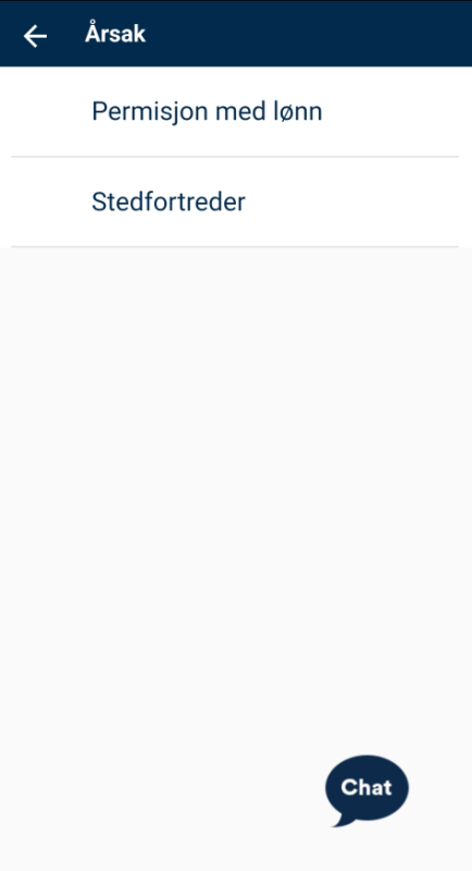 Bildet viser årsak i appen