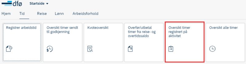 Bildet viser flisen oversikt timer registrert på aktivitet i selvbetjeningsportalen
