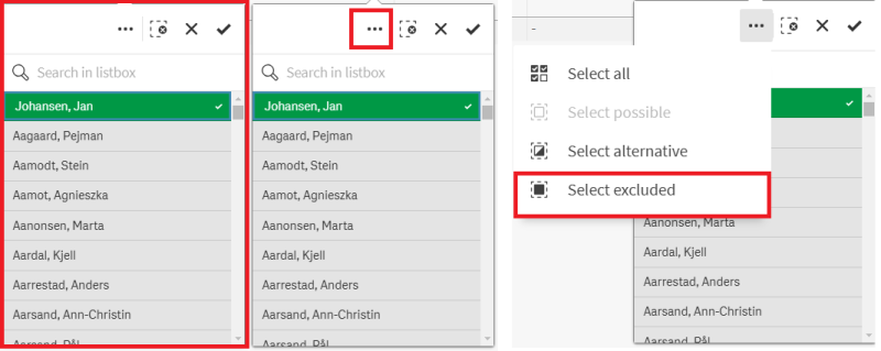Bildet viser eksempel på brukav selectionskort.