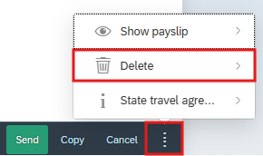 Image showing delete option in the travel expense