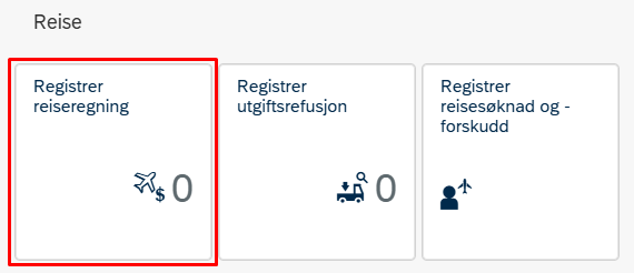 Bildet viser flisen registrer reiseregning