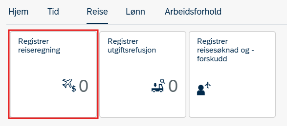 Bildet viser reisefanen i selvbetjeningsportalen