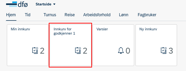 Bildet viser flisen innkurv for godkjenner 1 i selvbetjeningsportalen