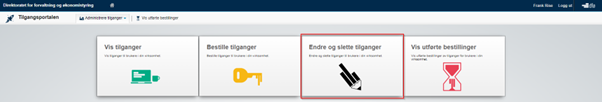 Bildet viser flisen endre og slette tilganger