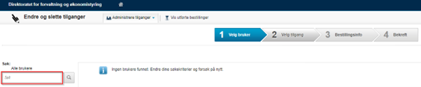 Bildet viser søk etter bruker