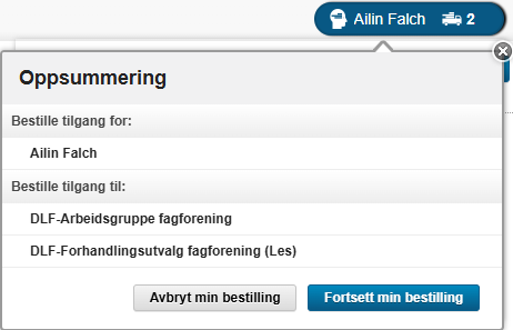 Bildet viser oppsummering av rollebestilling