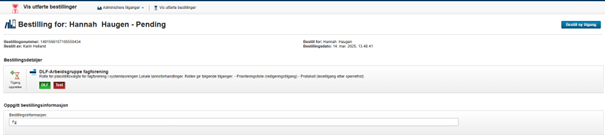 Bildet viser bestillingsbildet