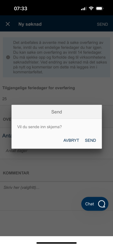 bildet som viser bekreftelse på innsending av skjema