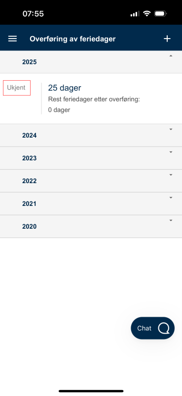 Bildet viser status på innsendt skjema