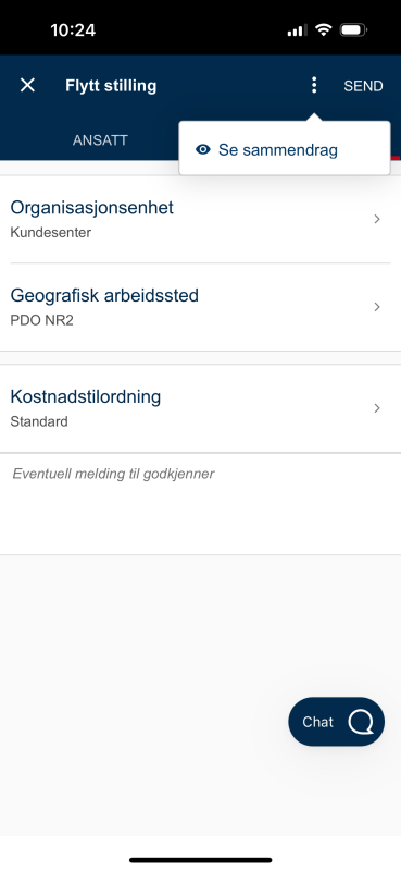 bildet viser se sammendrag og knappen send