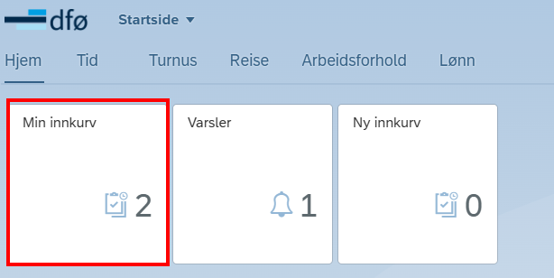 Bildet viser Selvbetjeningsportal med markering for Min innkurv