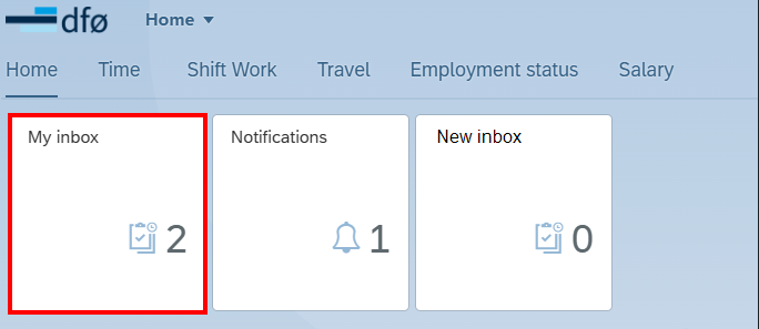 image showing the tile for my inbox in the self service portal