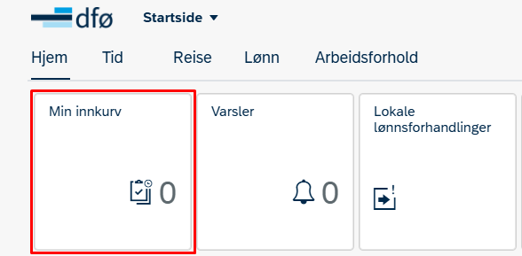 Bildet viser min innkurv i selvbetjeningsportalen