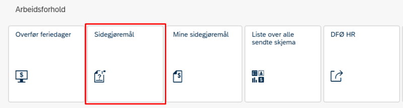 Bildet viser flisen sidegjøremål i selvbetjeningsportalen