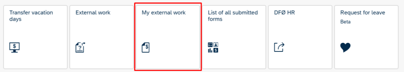 Image showing the tile my external work in the self service portal